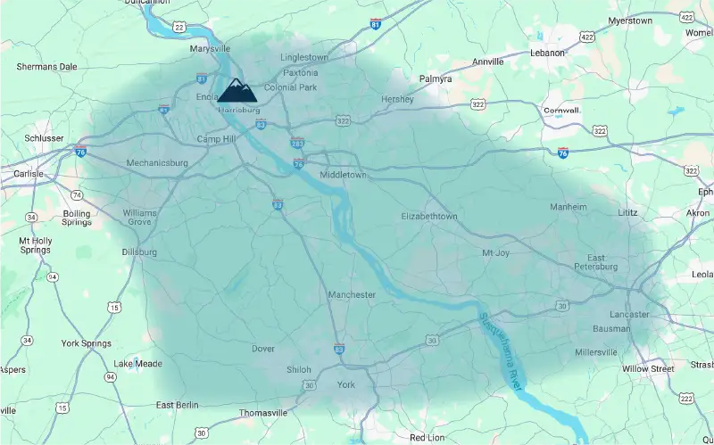 Blue Valley Heating & Cooling Service Area Map